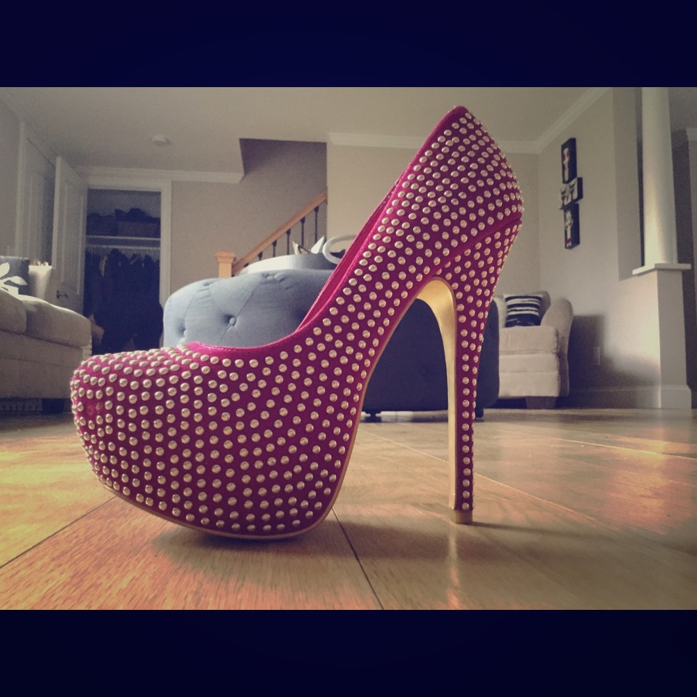 Red studded heels